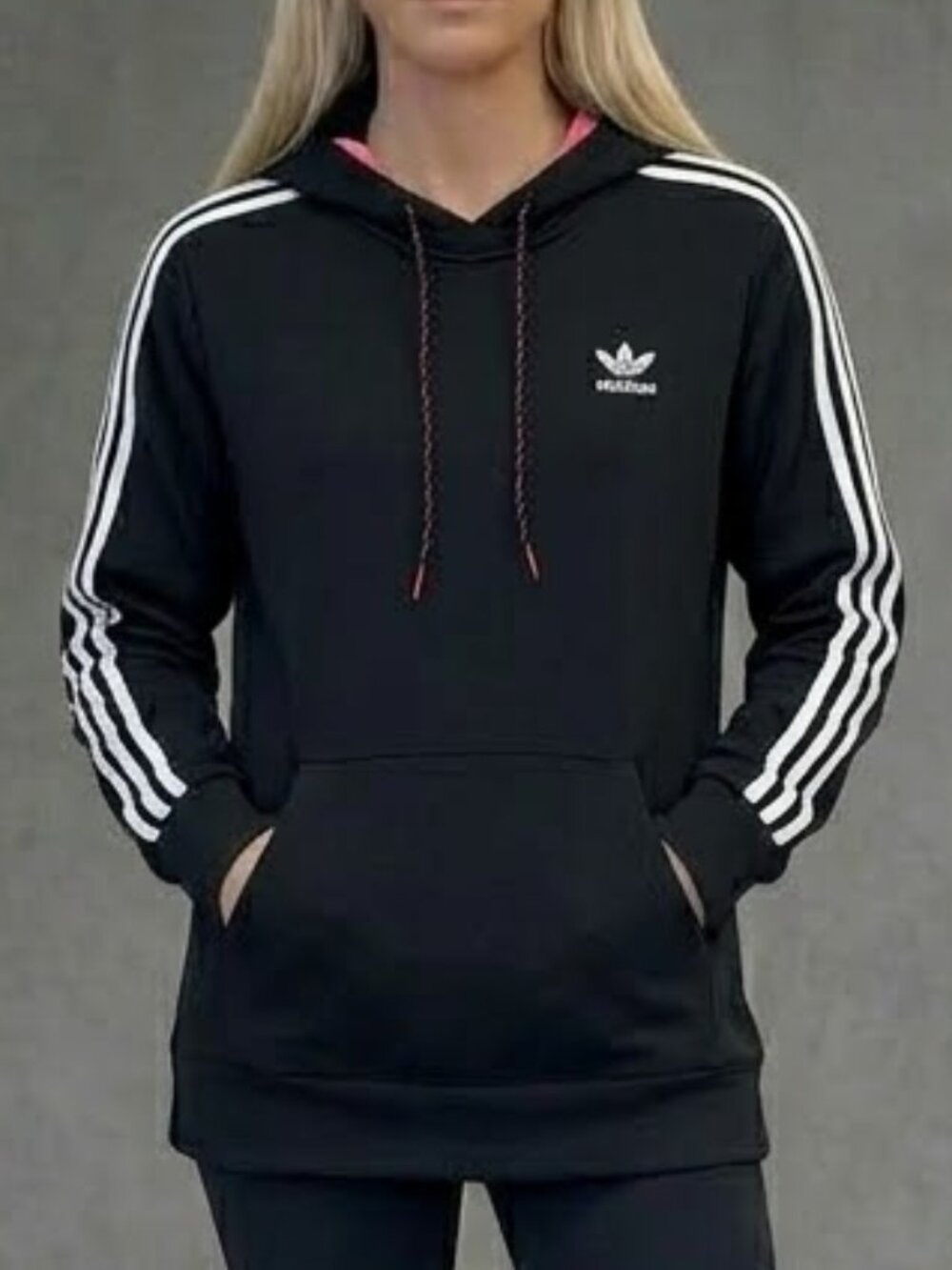 Adidas Hoodie Black Hooded Pouch Pocket Pullover Sweater Jacket Women's Small S